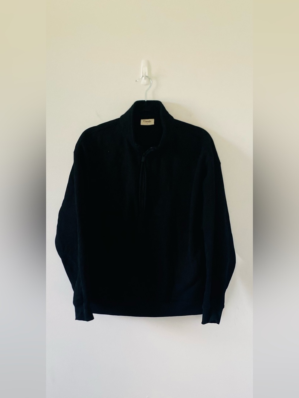 Comfrt Onyx Black Varsity Quarter Zip Sweatshirt Pullover Mock Neck Size Small S